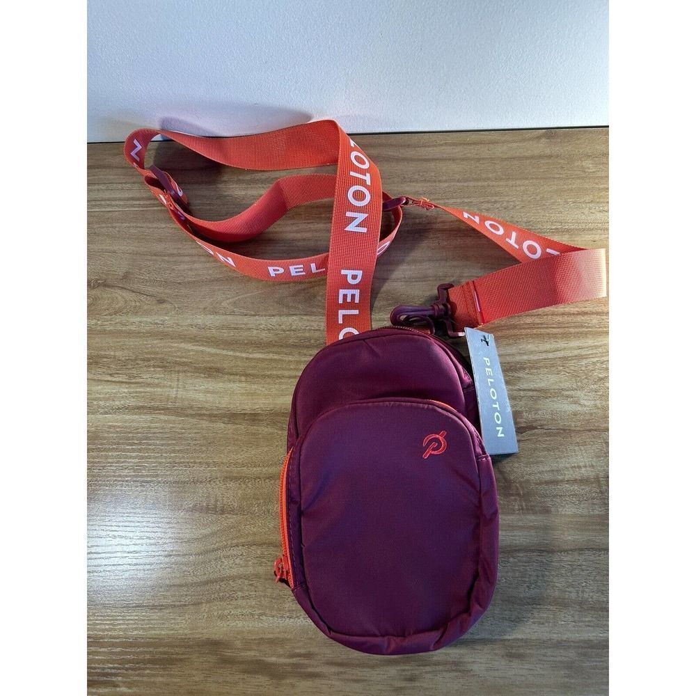 Peloton Fanny Pack Chest Belt Crossbody Bag Zip Closure Orange Red Purple